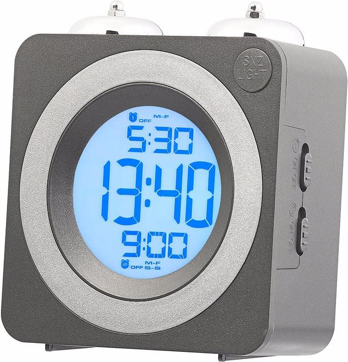 St. Leonhard 2-mal: Digitaler Funk-Glockenwecker mit 2 Weckzeiten & Wochentags-Alarm