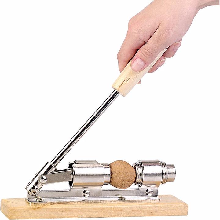 Produktbild Rosenstein & Söhne Retro Design-Nussknacker aus Holz und verchromtem Stahl