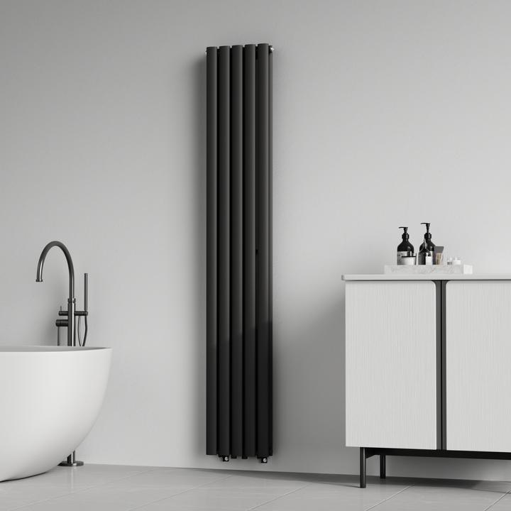 Actual product image Neu.Haus Design tubular radiator Nore Black 180x30cm double layer 1122W (1122 W)