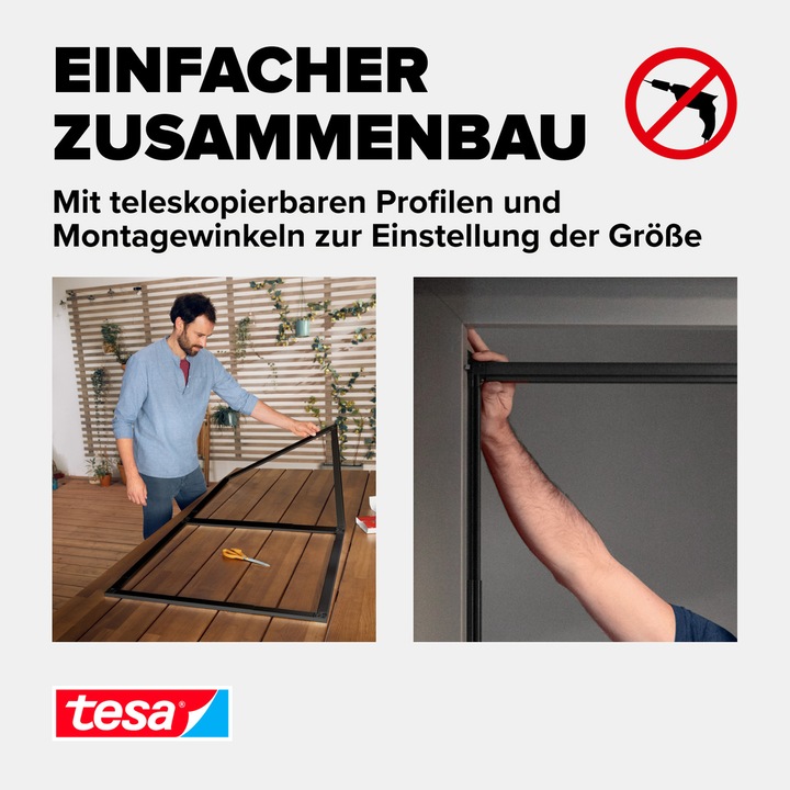 Actual product image tesa FALT Insect screen for doors, size-adjustable aluminium frame, foldable (100 x 220 cm)
