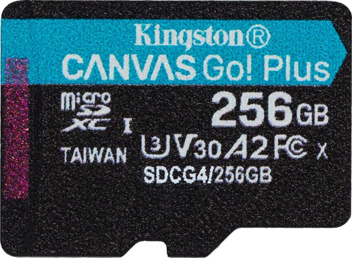 Actual product image Kingston Card Canvas Go Plus MicroSD +ADP 256GB (256 GB, microSDXC, U3, UHS-I)