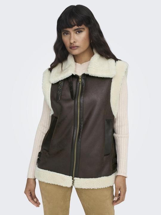 Immagine prodotto Only Giacca biker con colletto a scomparsa e gilet in look pelle (M)