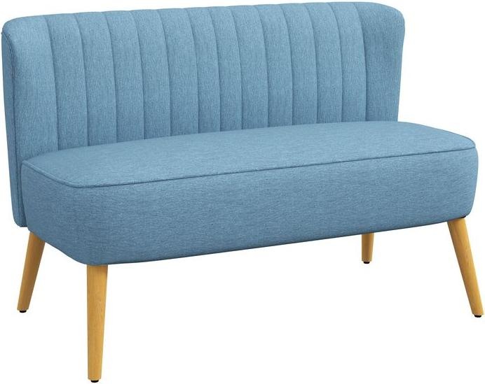 Actual product image Swisshandel24 2-seater sofa two-seater, loveseat with linen look, double sofa with wooden legs, load capacity up (2 person sofa)
