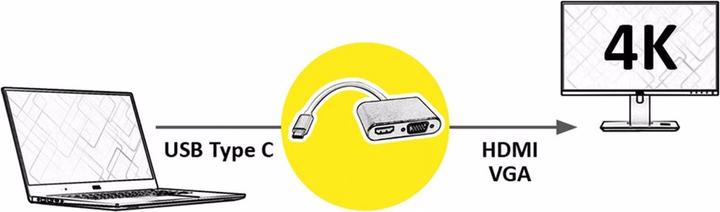 Productafbeelding Roline GOUD Display Adapter USB Type C (USB Type-C, 10 cm)