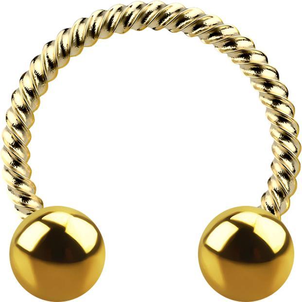 Immagine prodotto Star Piercing Circular Barbell vergoldet geflochten mit zwei Kugeln (senza ottone, Acciaio chirurgico 316L)
