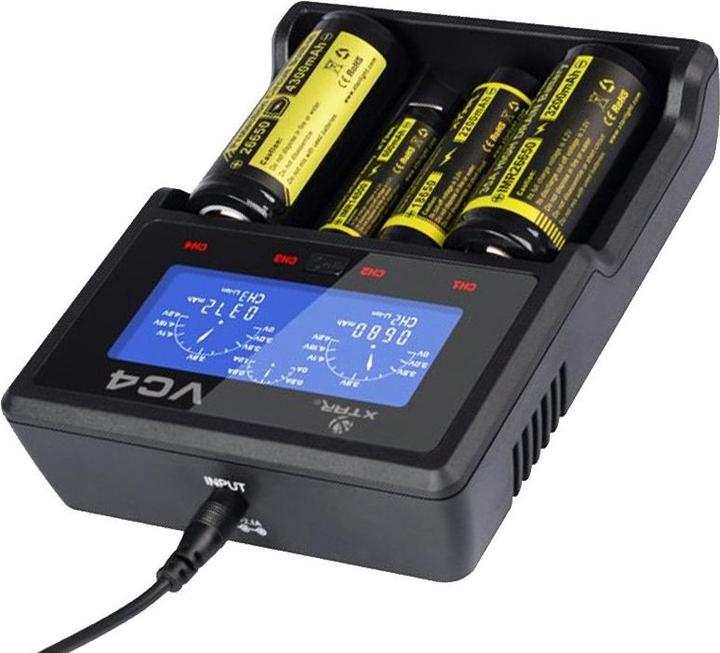 Produktbild AccuCell Panasonic 18650 Li-ion Akku und 4fach Li-ion Schnell-Ladegerät (1 Stk., 18650, 3400 mAh, Ladegerät inkl. Akku)