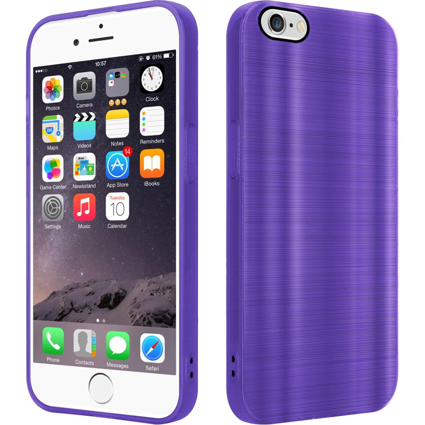 Cadorabo Hülle für Apple iPhone 6 / 6S im TPU Brushed Kameraschutz LM160 Style (Apple iPhone 6), Smartphone Hülle, Viole...