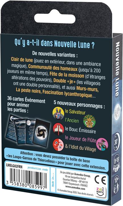 Immagine prodotto Asmodée Loups Garous Nouvelle Lune (Francese, 8 - 18 Giocatori)
