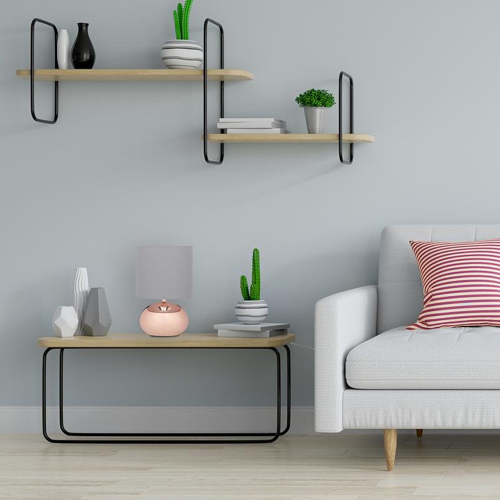 Produktbild Relaxdays Tischlampe Metall & Stoff (E14)