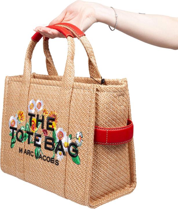 Image du produit Marc Jacobs the medium tote bag in raffia with embroidery