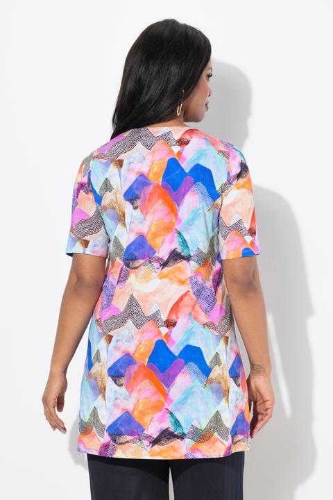 Actual product image Ulla Popken Abstract Print Short Sleeve Slinky Tunic (54)