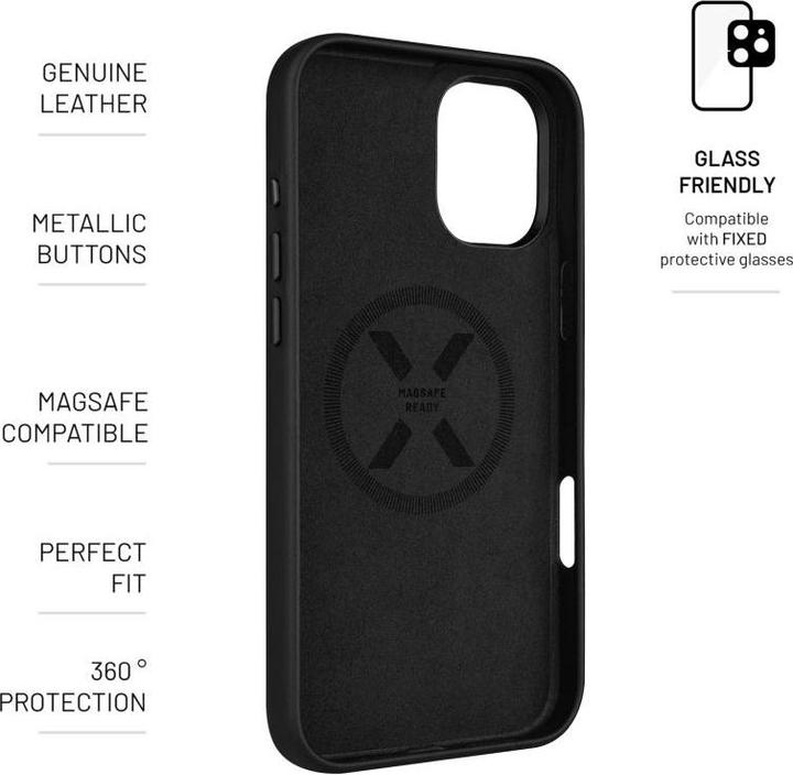 Produktbild Fixed Fixiertes MagLeather | Rückseite | Apfel | iPhone 16 Plus | Leder | Schwarz (Apple iPhone 16 Plus)