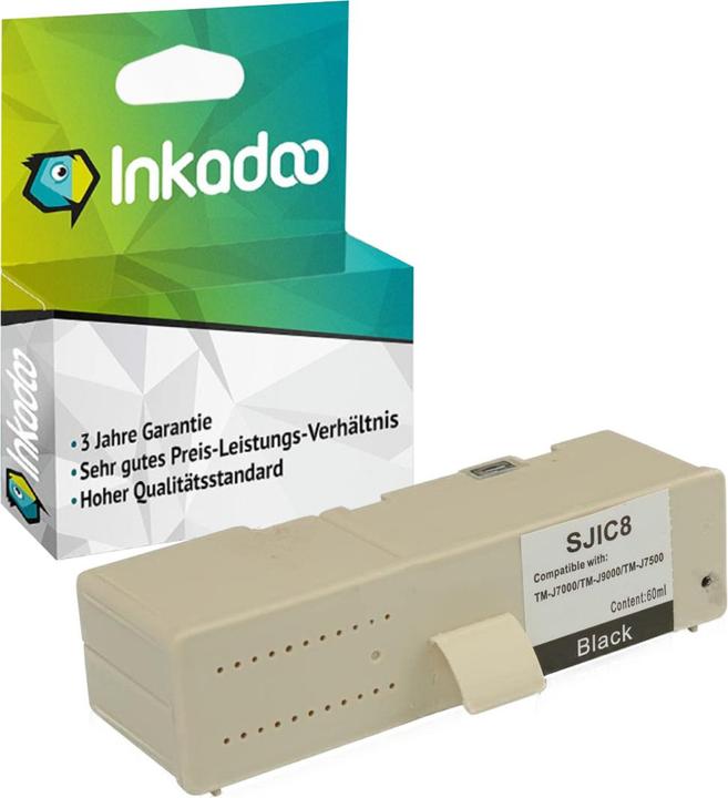 Produktbild Inkadoo Druckerpatronen kompatibel zu Epson C33S020407 / SJIC-8-K Tintenpatrone, schwarz Schwarz (BK)