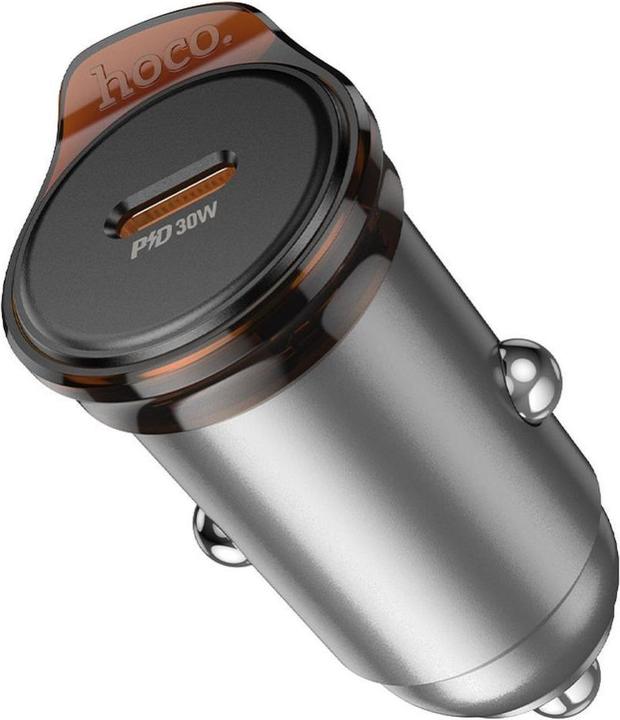 Actual product image Hoco Auto charger car charger Type C PD QC 30W NZ16 metal gray