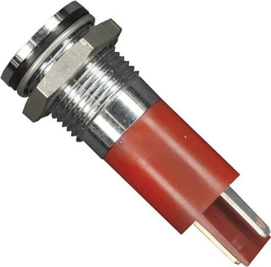 RS PRO 14mm flush satin chrome LED, red 24Vdc