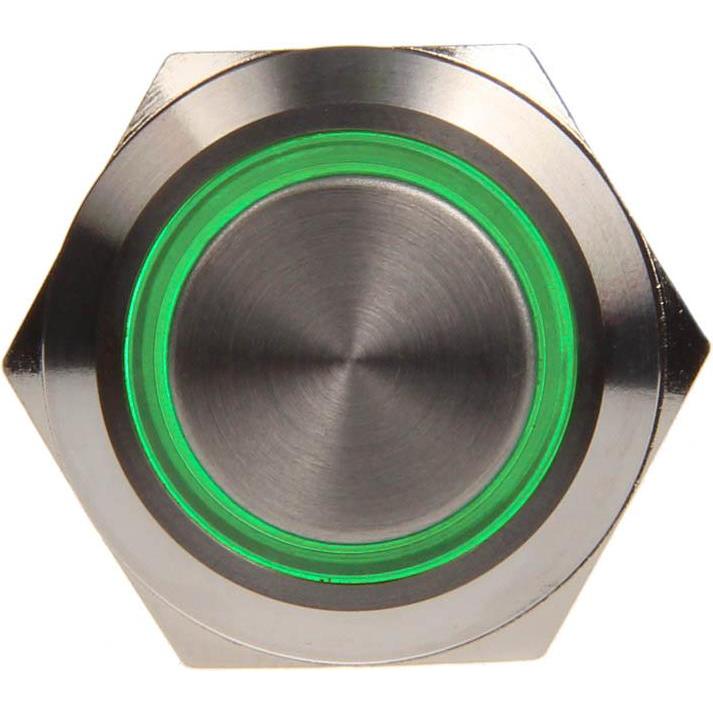 Thumbnail - DimasTech Schalter/-taster 19mm - Silverline - grün, Taster + Schalter, Silber