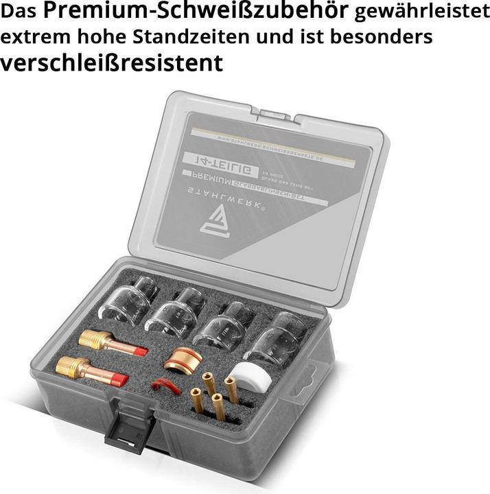 Immagine prodotto Stahlwerk Set di lenti per gas in vetro 14 pezzi Accessori per saldatura TIG per WP SR 17 18 26
