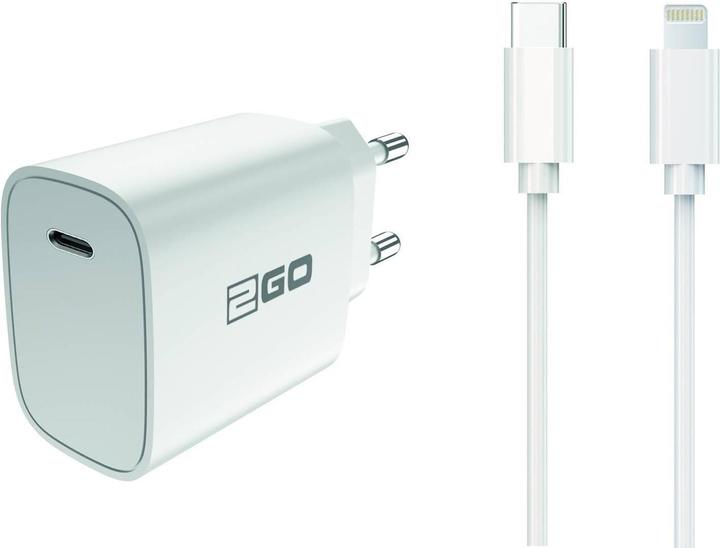 Image du produit 2GO Kit de charge secteur Power Delivery blanc Lightning 1x USB Type C (20 W, 1 portion)