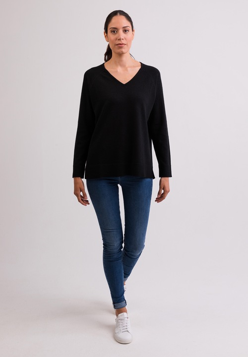 Actual product image Cash-Mere Kaschmir V-Ausschnitt Pullover mit Seitenschlitzen (S)