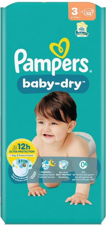 Image du produit Pampers Baby-Dry (Taille 3, Pack, 52 pièce(s))