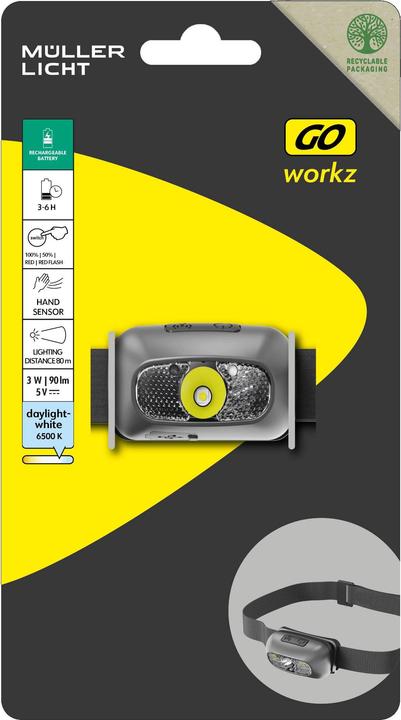 Actual product image Müller Licht Müller-Licht LED Stirnlampe akkubetrieben 90 lm 27700073 (90 lm)