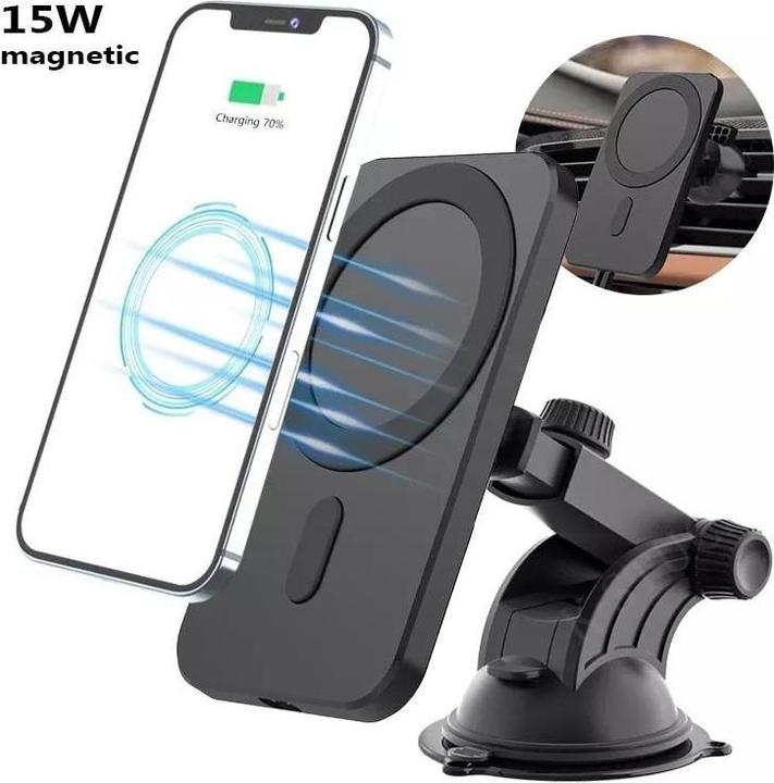 Actual product image 1st Cool Wireless QI charger 15 W, magnetic, for car, MagSafe-compatible, black (15 W)