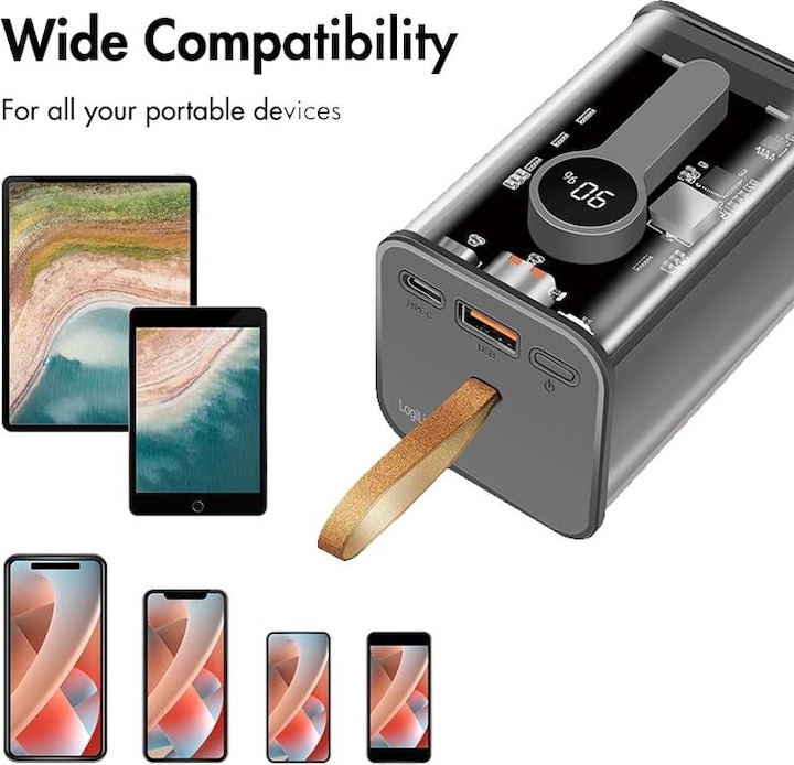 Produktbild LogiLink PowerBank 20.000mAh transparent (20000 mAh, 20 W, 74 Wh)