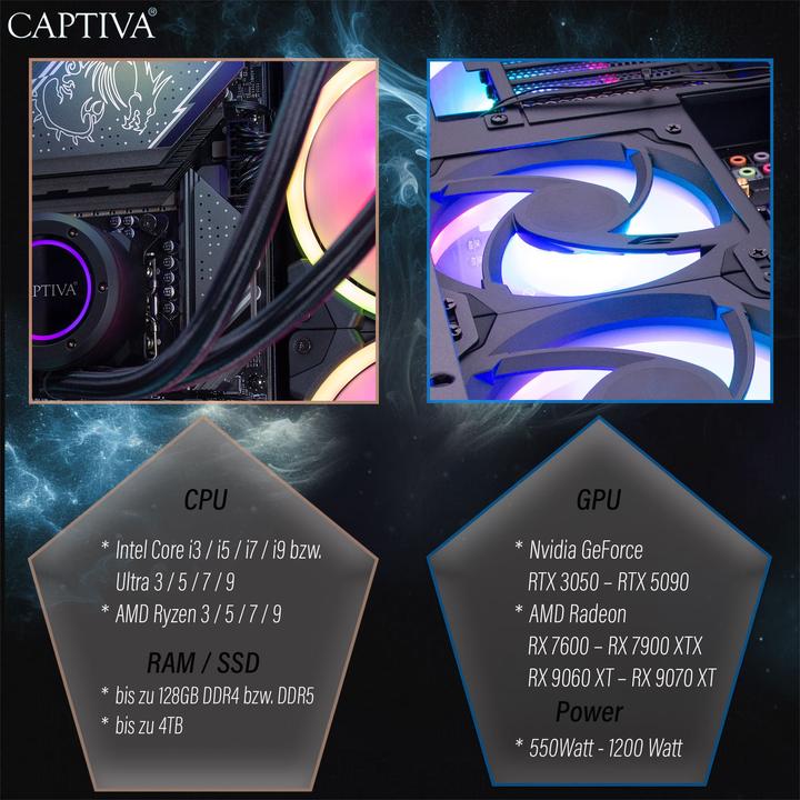 Image du produit Captiva Highend Gaming R99-725 Ryzen 9 Radeon RX 9070 XT (2000 Go, 32 Go, AMD Ryzen 9 9900X, Radeon RX 9070 XT)