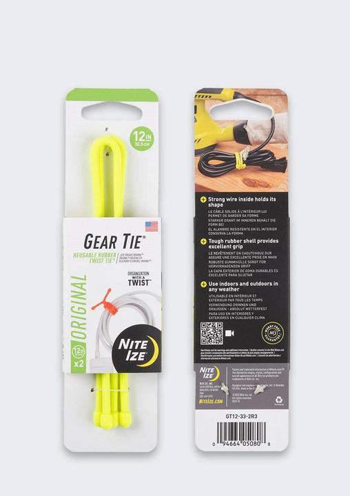Image du produit Nite Ize GearTie 12"/jaune fluo NOUVEAU (Serre-câbles en plastique, 304.80 mm, 2 pcs)