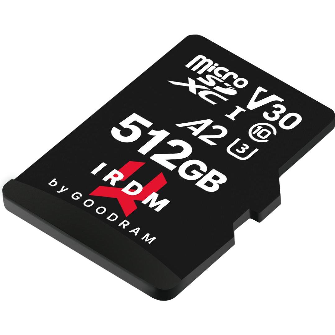 Thumbnail - Goodram IRDM microSDXC 512GB V30 UHS-I U3 + adapter (512 GB, microSDXC, U3, UHS-I), Speicherkarte, Schwarz