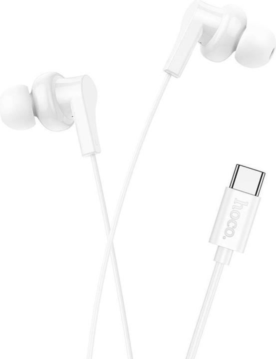 Hoco Wired headphones wire earphones Type C with microphone M114 white (Cable)
