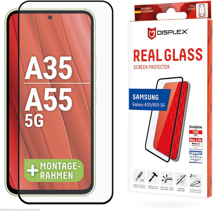 Displex Real Glass, Full Cover Panzerglas (1 Stück, Samsung Galaxy A35, Samsung Galaxy A55)