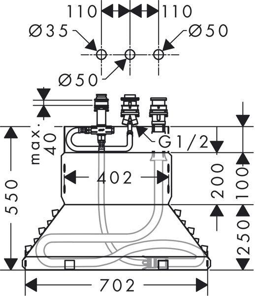 Produktbild hansgrohe 3-Loch Grundkörper für Wannenrand Armatur (13437180)