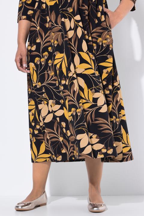 Produktbild Ulla Popken Jersey-Maxikleid, A-Linie, Tunika-Ausschnitt, 3/4-Arm (46, 48)