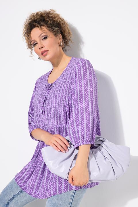 Produktbild Ulla Popken Smok-Tunika, Blüten, A-Linie, Rundhals, 3/4-Arm (46, 48)