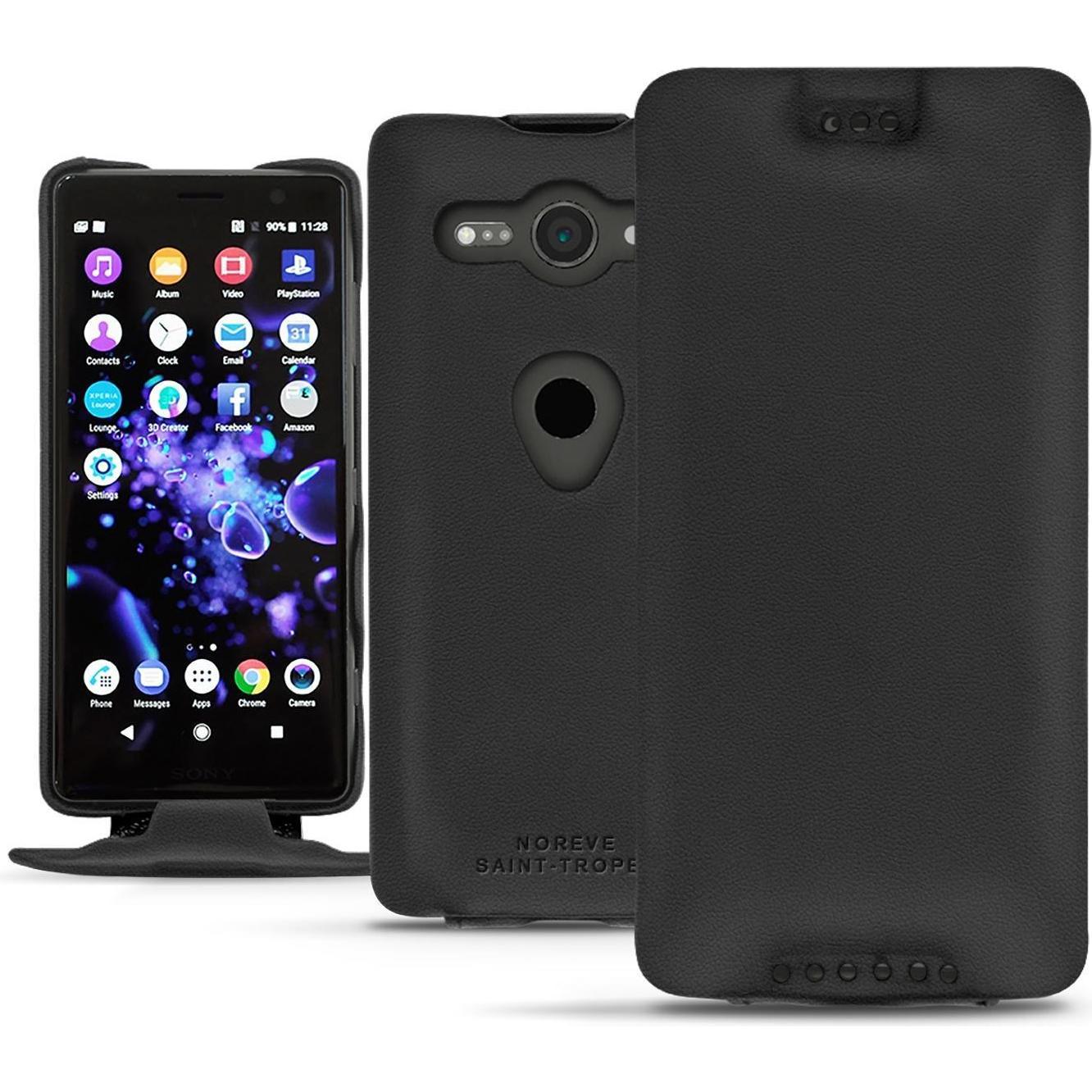 Noreve Lederschutzhülle vertikal (Sony Xperia XZ2 Compact), Smartphone Hülle, Schwarz