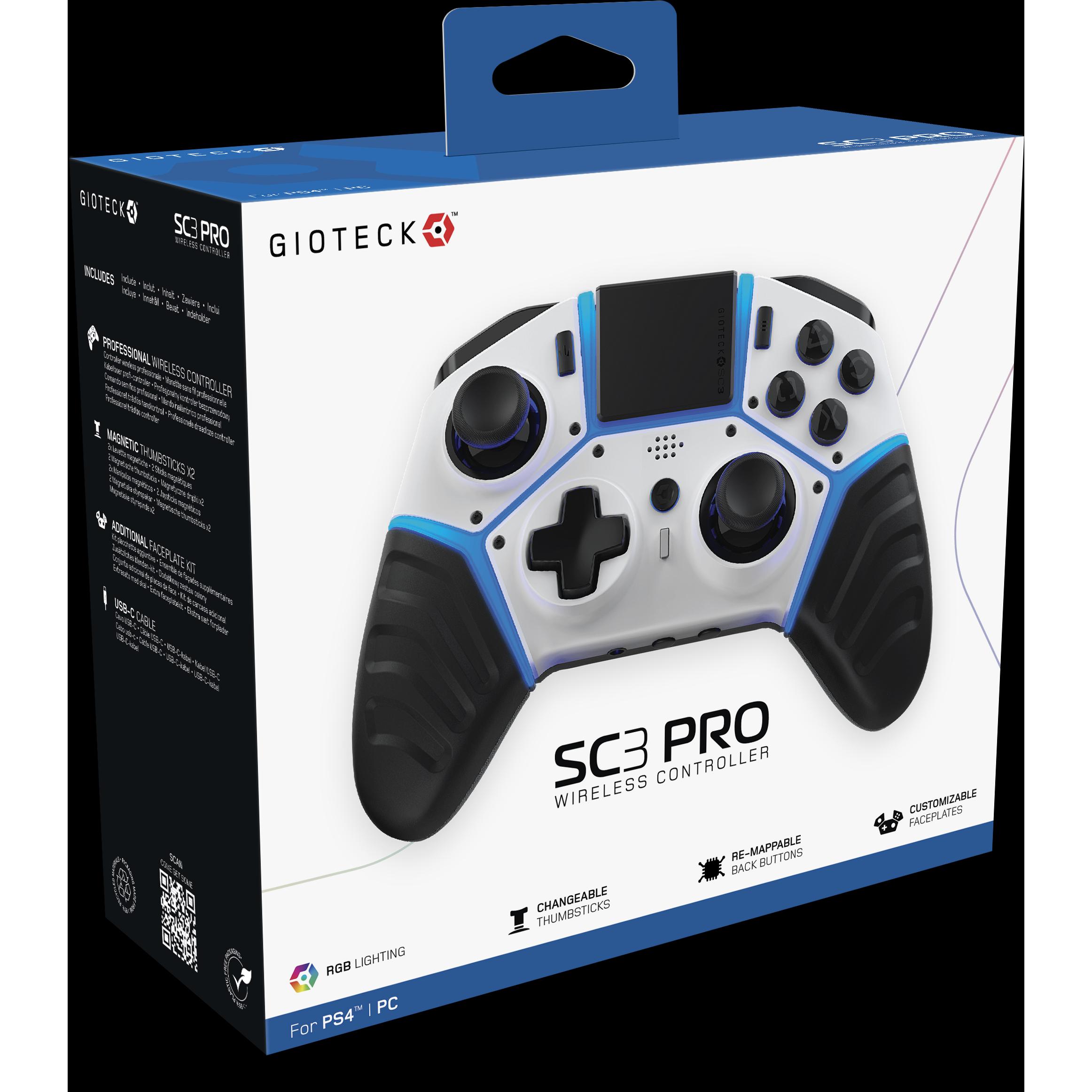 Gioteck PS4 SC3 PRO Wireless Controller (PS4), Gaming Controller, Weiss