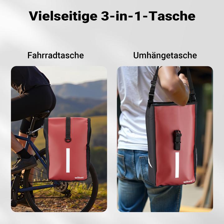 Produktbild Wiltec Gepäckträgertasche rot 16l Fahrradtasche Gepäckträger Gepäcktasche (16 l, Gepäckträgertasche)
