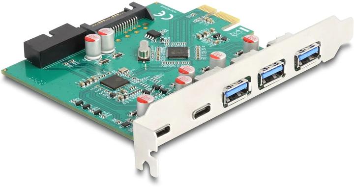 Delock USB 5 Gbps PCIe x1 Karte zu 3x extern Typ-A + 2x extern USB Type-C Buchse und 1x intern 19 Pi