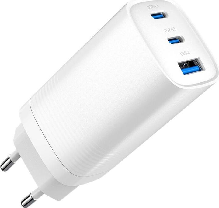 Image du produit Gembird Chargeur de distribution d'énergie 1xA 2xC GaN Blanc (65 W, 3 ports)