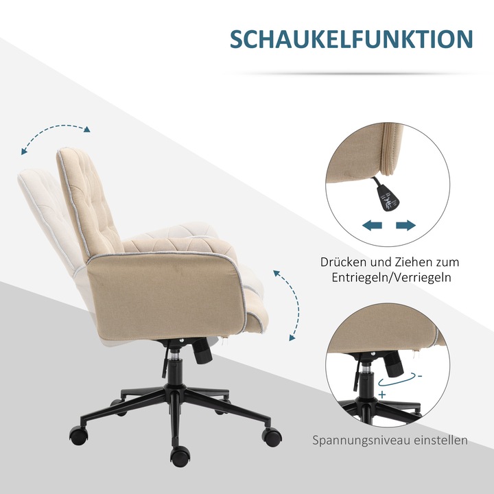 Produktbild Homcom Bürostuhl mit Wippfunktion, aus Webstoff und Polyester, gemütlich