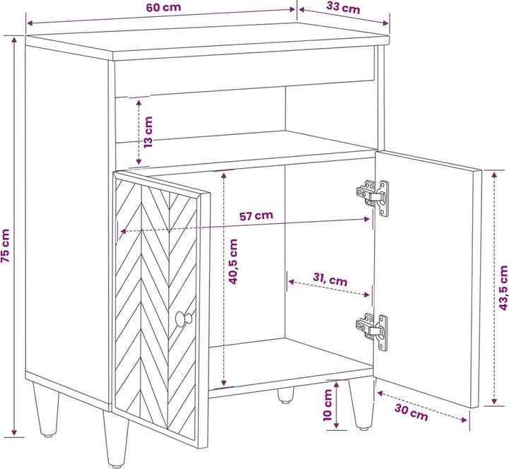 Produktbild vidaXL Aufbewahrungsschrank (60 x 33.50 x 75 cm)