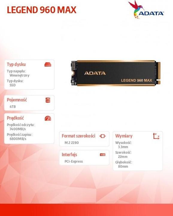 Actual product image Adata Legend 960 Max (4000 GB, M.2 2280)