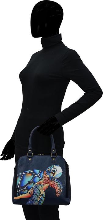 Actual product image Anna Handpainted Genuine Leather Shoulder Bag