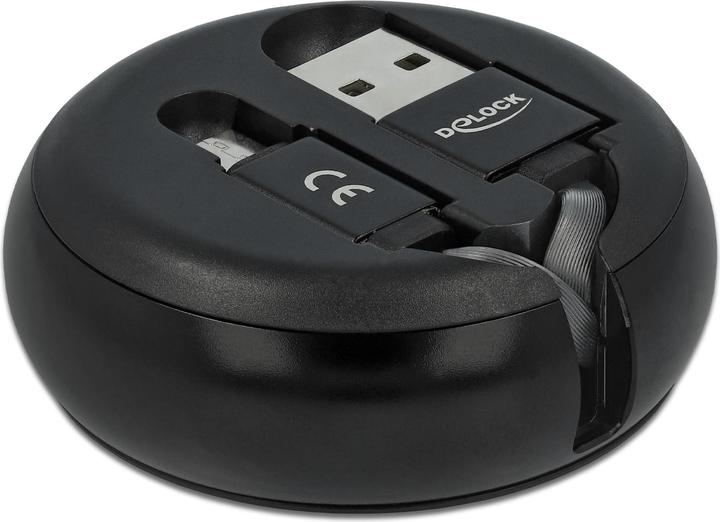 Actual product image Delock USB 2.0 cable USB-A - MicroB with car roll function, black (0.92 m, USB 2.0)