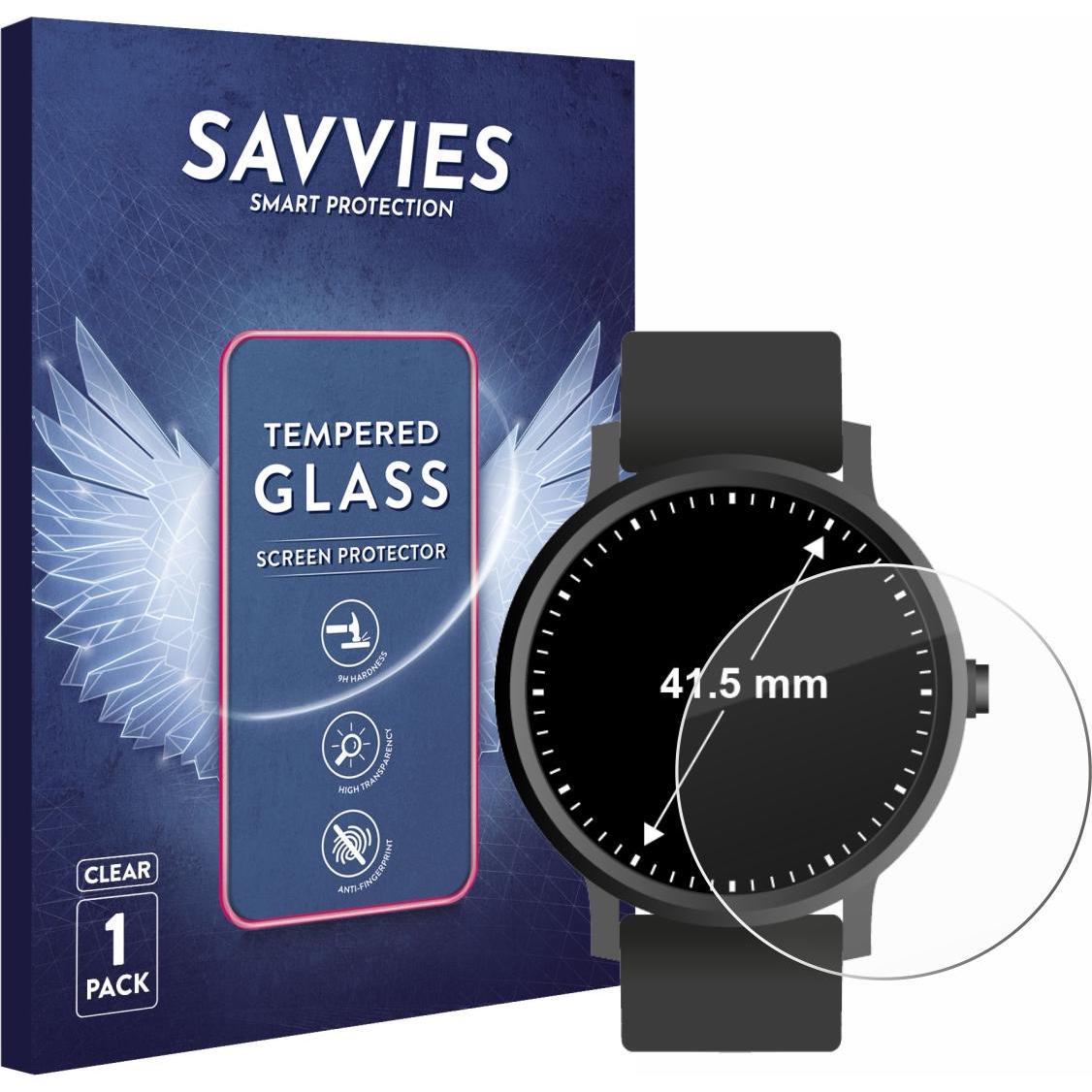Savvies Panzerglas Hartglas Displayschutz, Smartwatch Schutzfolie, Transparent