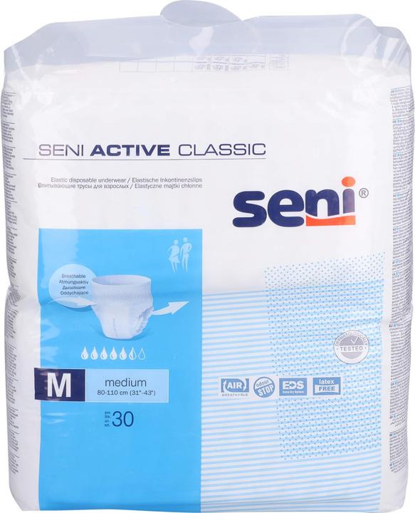 Produktbild Seni Active Classic Einweghosen atmungsaktiv Hüftumfang 80-110cm 5.5 Tropfen (30 x, M)