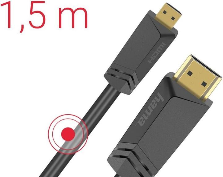 Produktbild Hama HDMI (Typ A) — micro HDMI (Typ D) (1.50 m, HDMI, 2.0b)