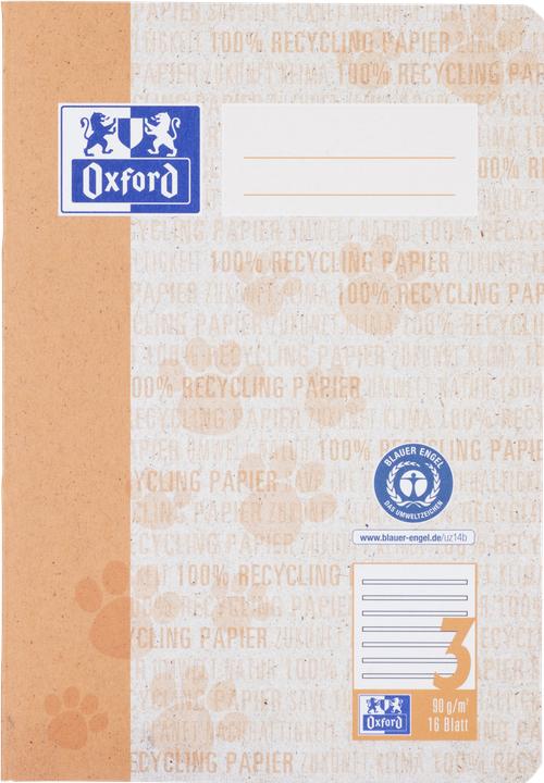 Actual product image Oxford Recycled exercise book, A5, ruling 3 (A5, Special ruling, No binding)