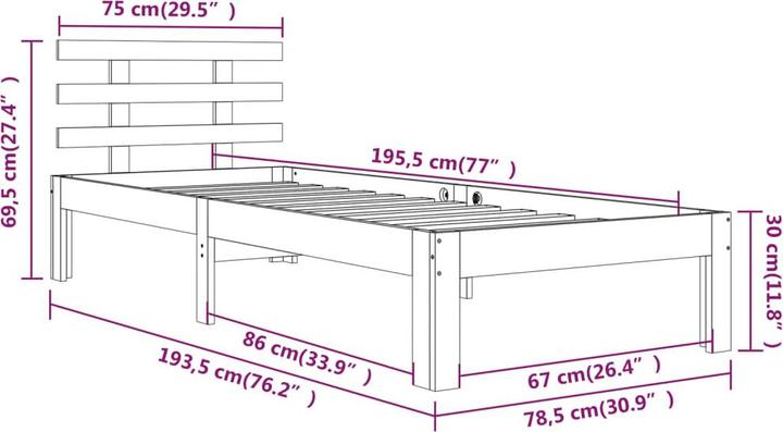 Image du produit vidaXL Bettrahmen (75 x 190 cm)